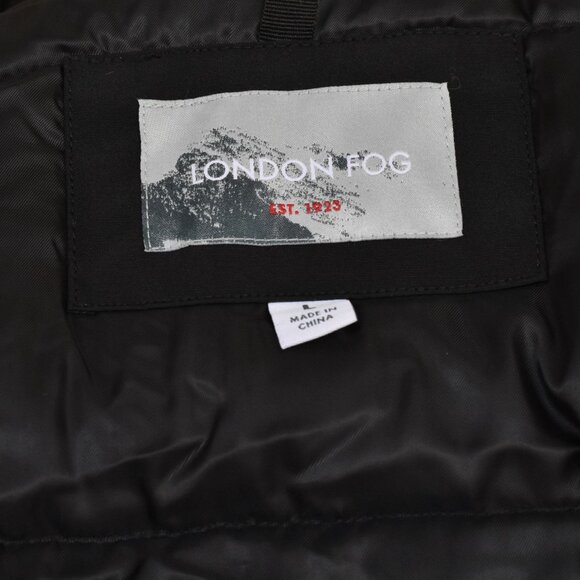 LONDON FOG Men's Snorkel Jacket with Detachable Hood & Faux Fur Trim Black Large - Picture 9 of 12